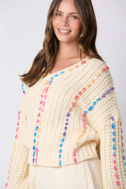 Multi Colored V Neck Sweater