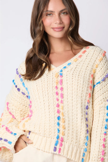 Multi Colored V Neck Sweater