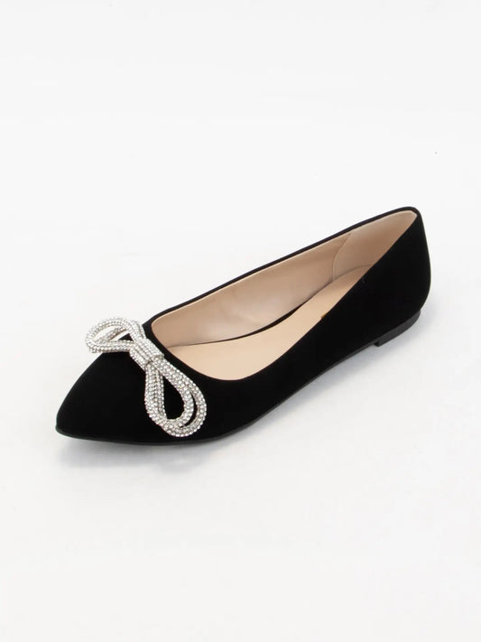 Black Rhinestone Bow Flats