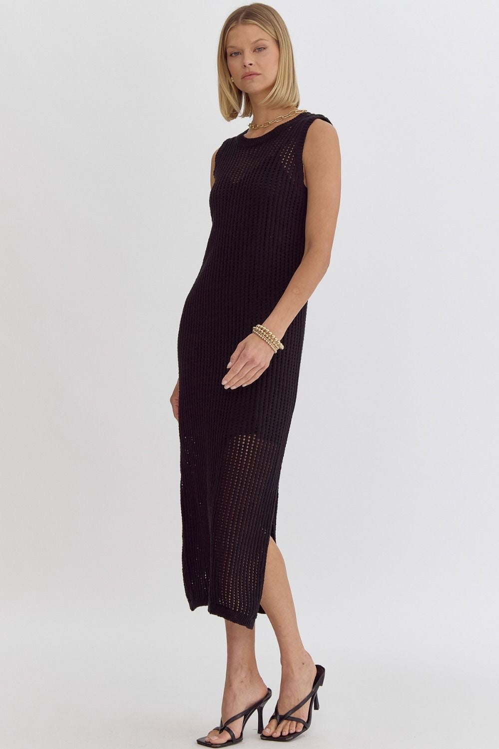 Black Knit Sleeveless Midi