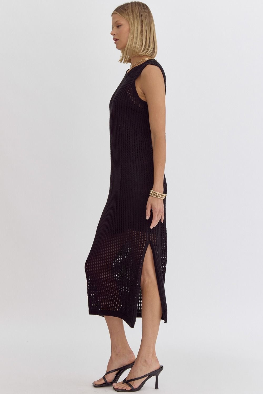 Black Knit Sleeveless Midi