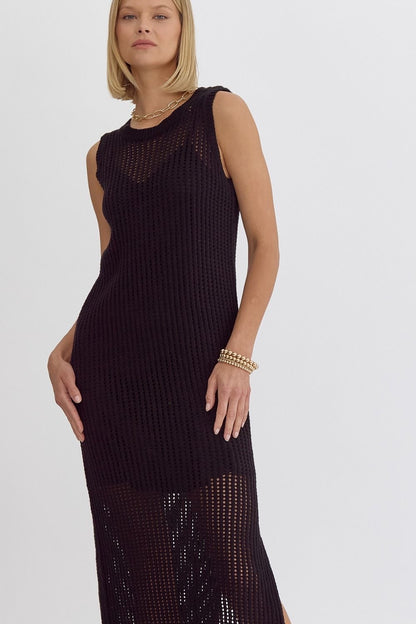 Black Knit Sleeveless Midi