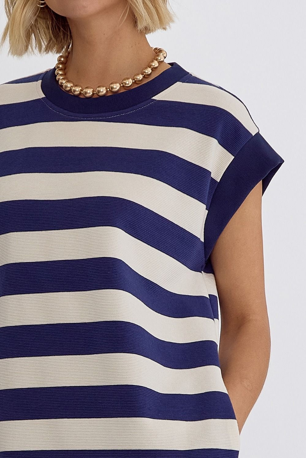 Navy and White Striped Dress