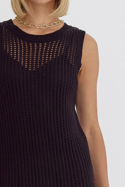 Black Knit Sleeveless Midi