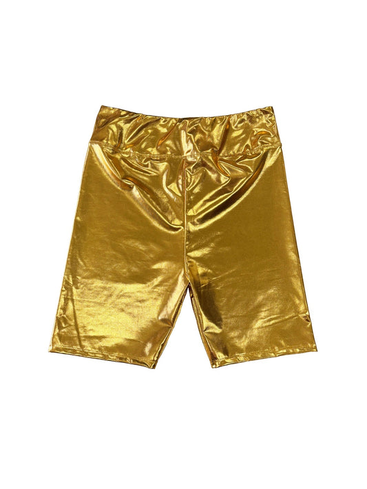 Metallic Gold Biker Shorts