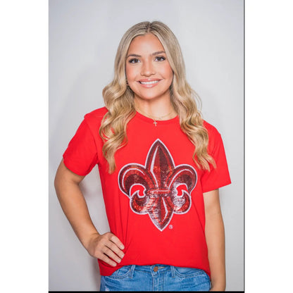 PRE ORDER Licensed University of Louisiana Fleur de Lis Sequin Tee