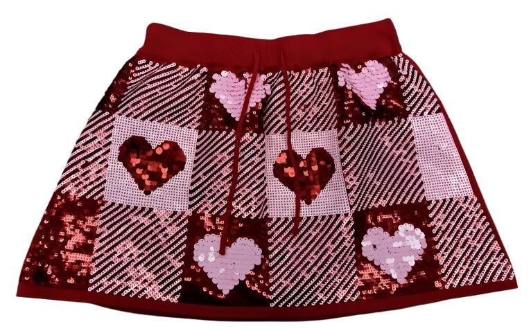 PRE-ORDER Brianna Cannon Sequin Hearts Plaid Skirt