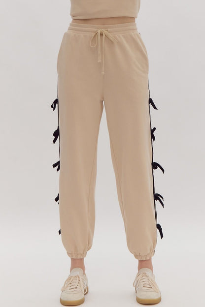 Sand High Waisted Bow Jogger