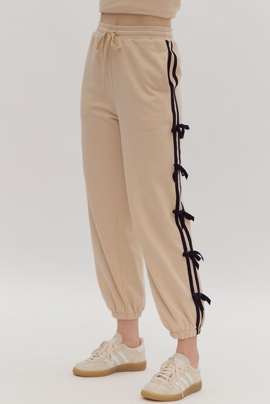 Sand High Waisted Bow Jogger