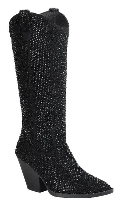 Black Rhinestone Boots