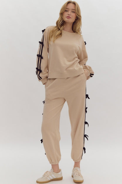 Sand High Waisted Bow Jogger