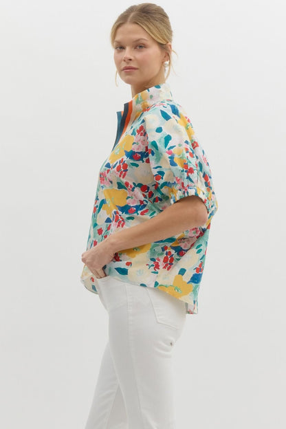 Floral Print Dolman Sleeve Pullover Top