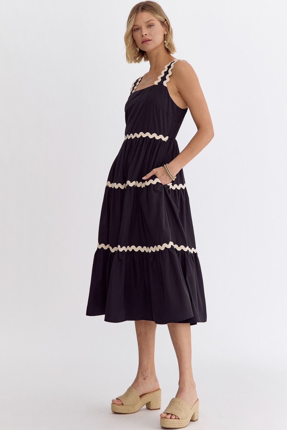 Black Ric Rac Midi Dress