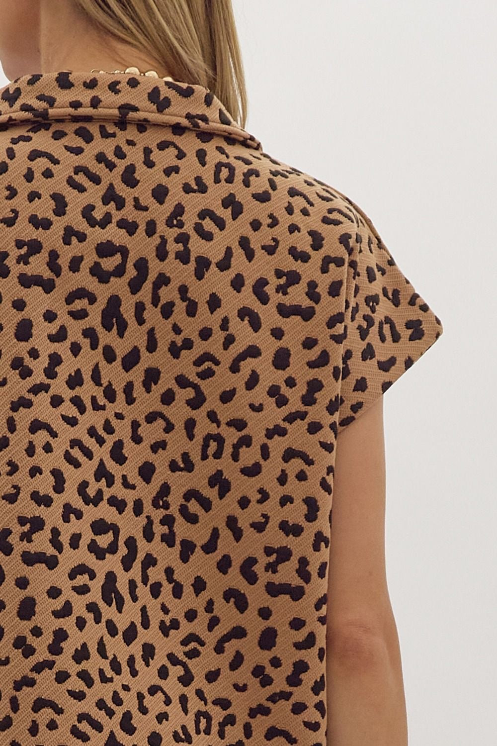 Animal Print Half Zip Top