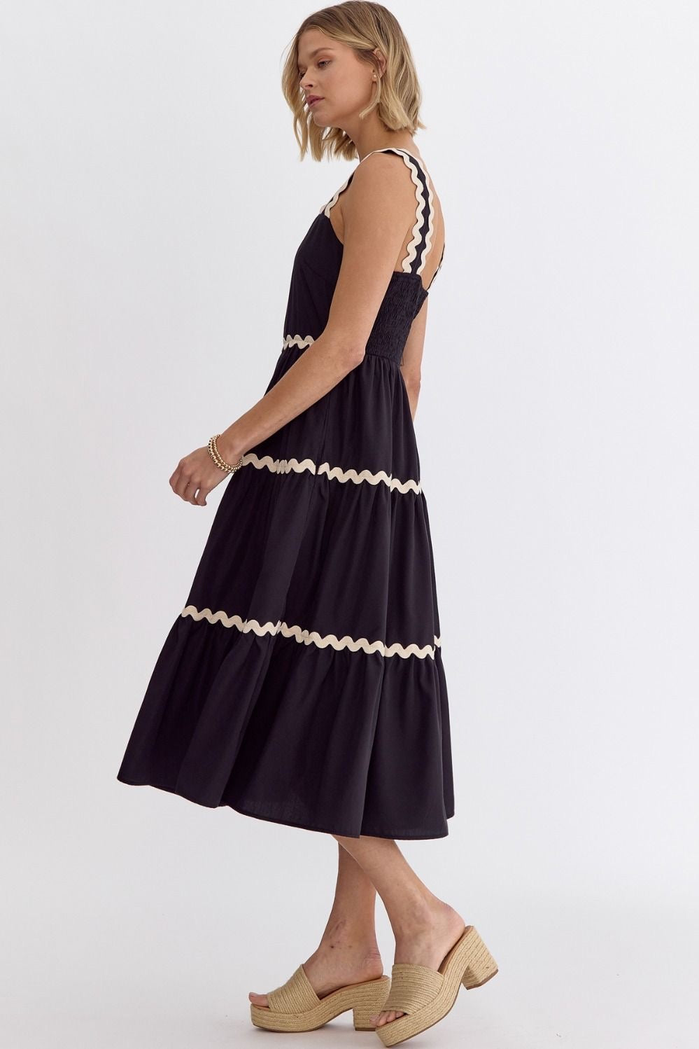 Black Ric Rac Midi Dress (Sm)