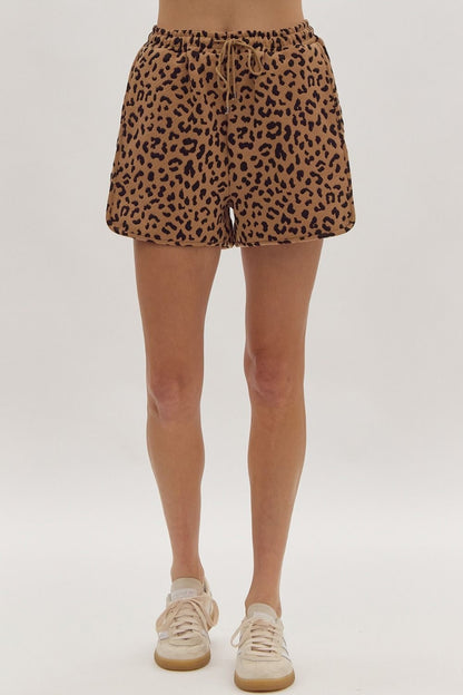 Animal Print Drawstring Shorts