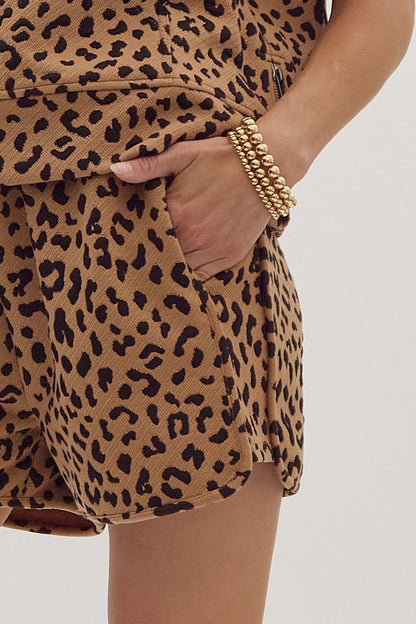 Animal Print Drawstring Shorts