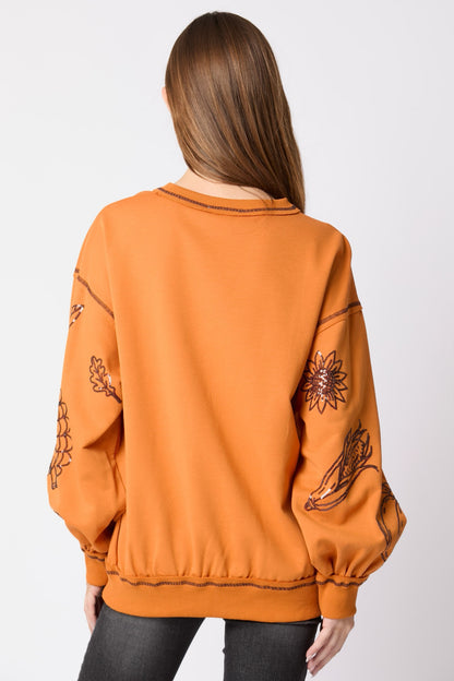 Orange Sequin Thanksgiving Icon Sweatshirt