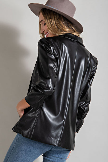 Black Faux Leather Blazer