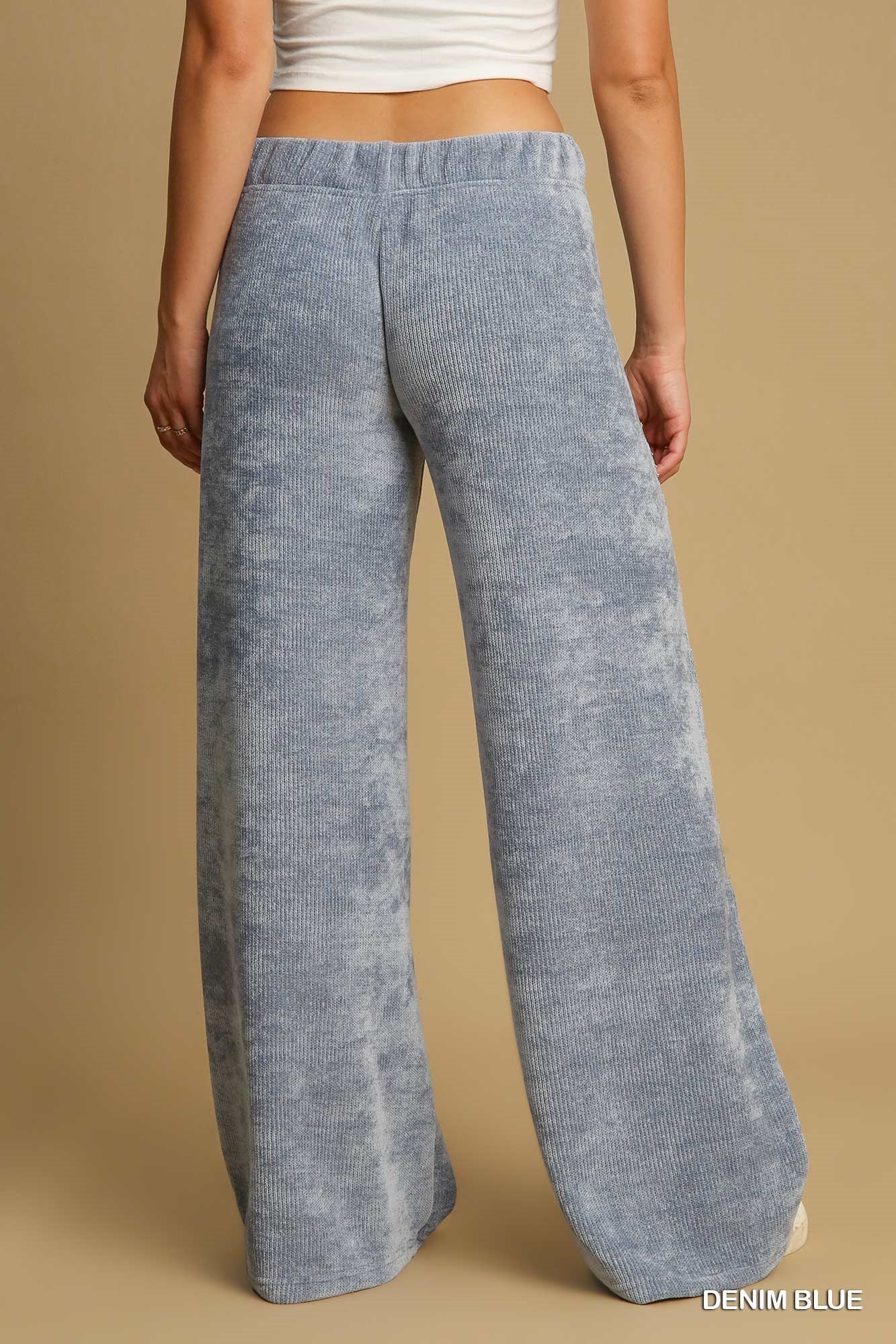 Denim Blue Textured Pants