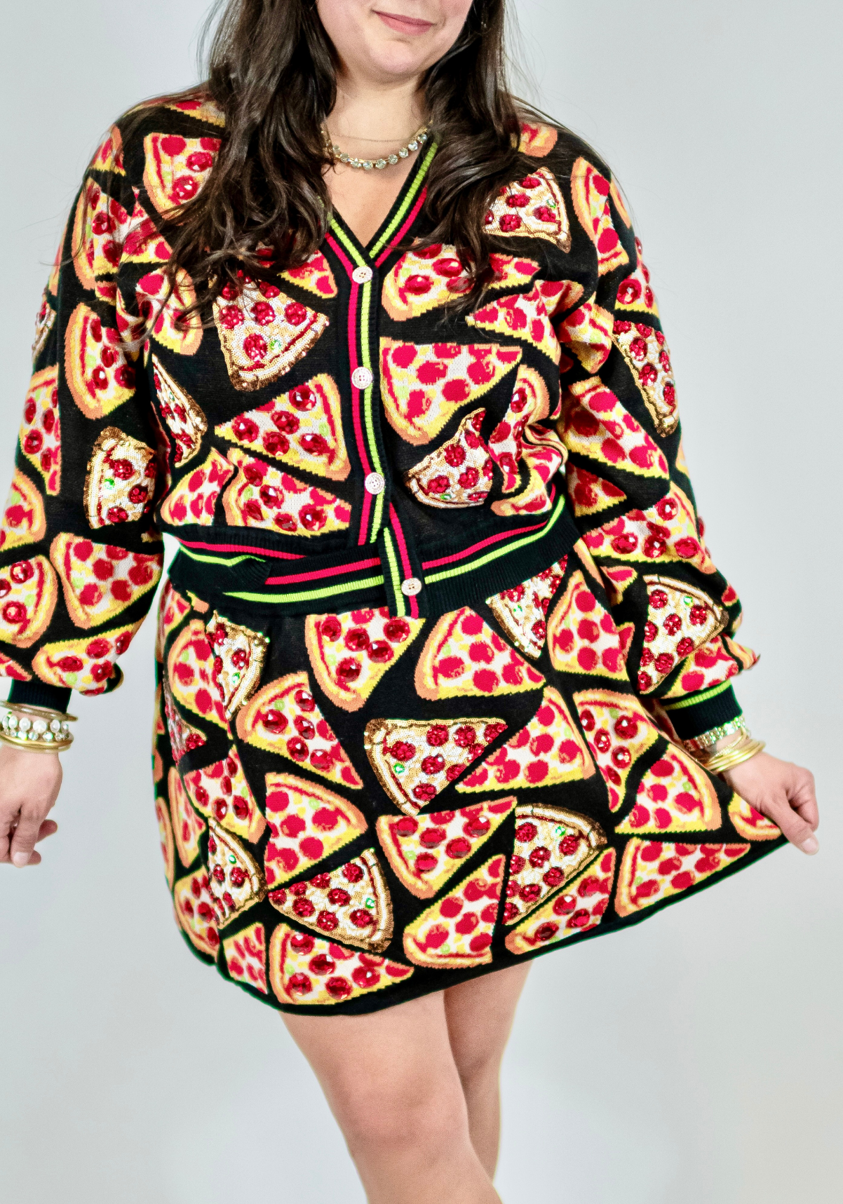 Queen of Sparkles Black Pepperoni Pizza Skirt