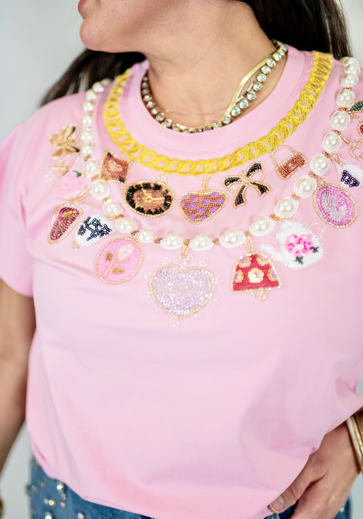 Queen of Sparkles Hot Pink Vday Charm Tee