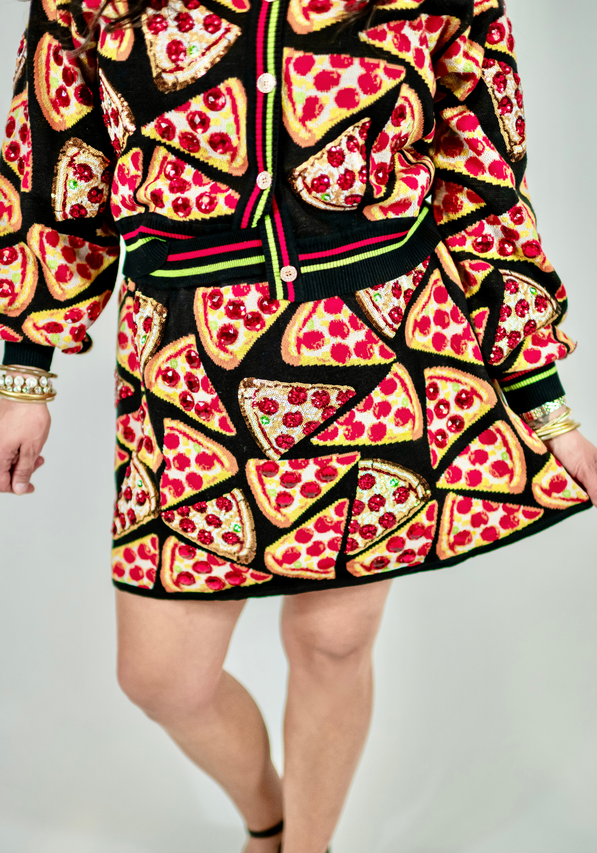 Queen of Sparkles Black Pepperoni Pizza Skirt