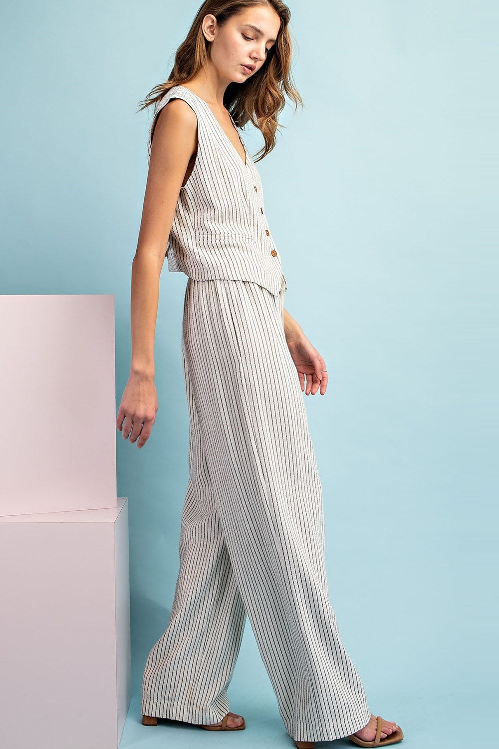 Pinstriped Drawstring Pants