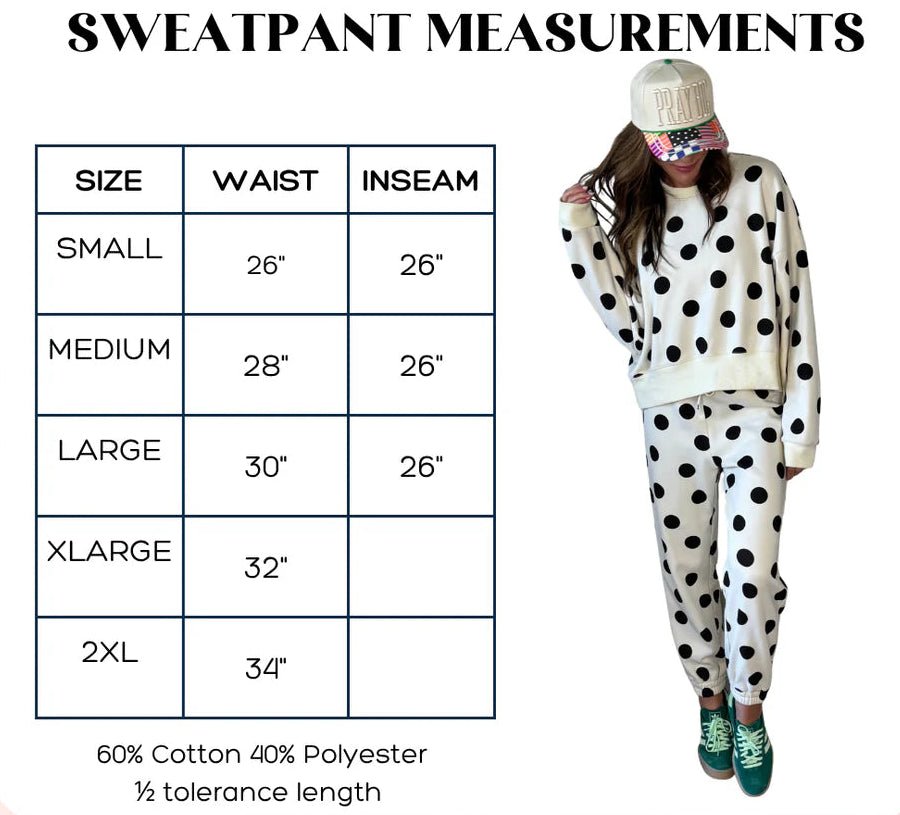 Pre Order - Cream Polka Dot Joggers