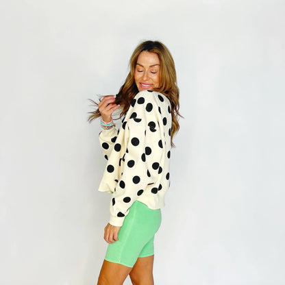 Pre Order - Cream Polka Dot Sweatshirt
