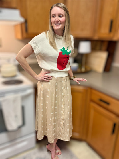 Polka Dot Button Down Midi Skirt