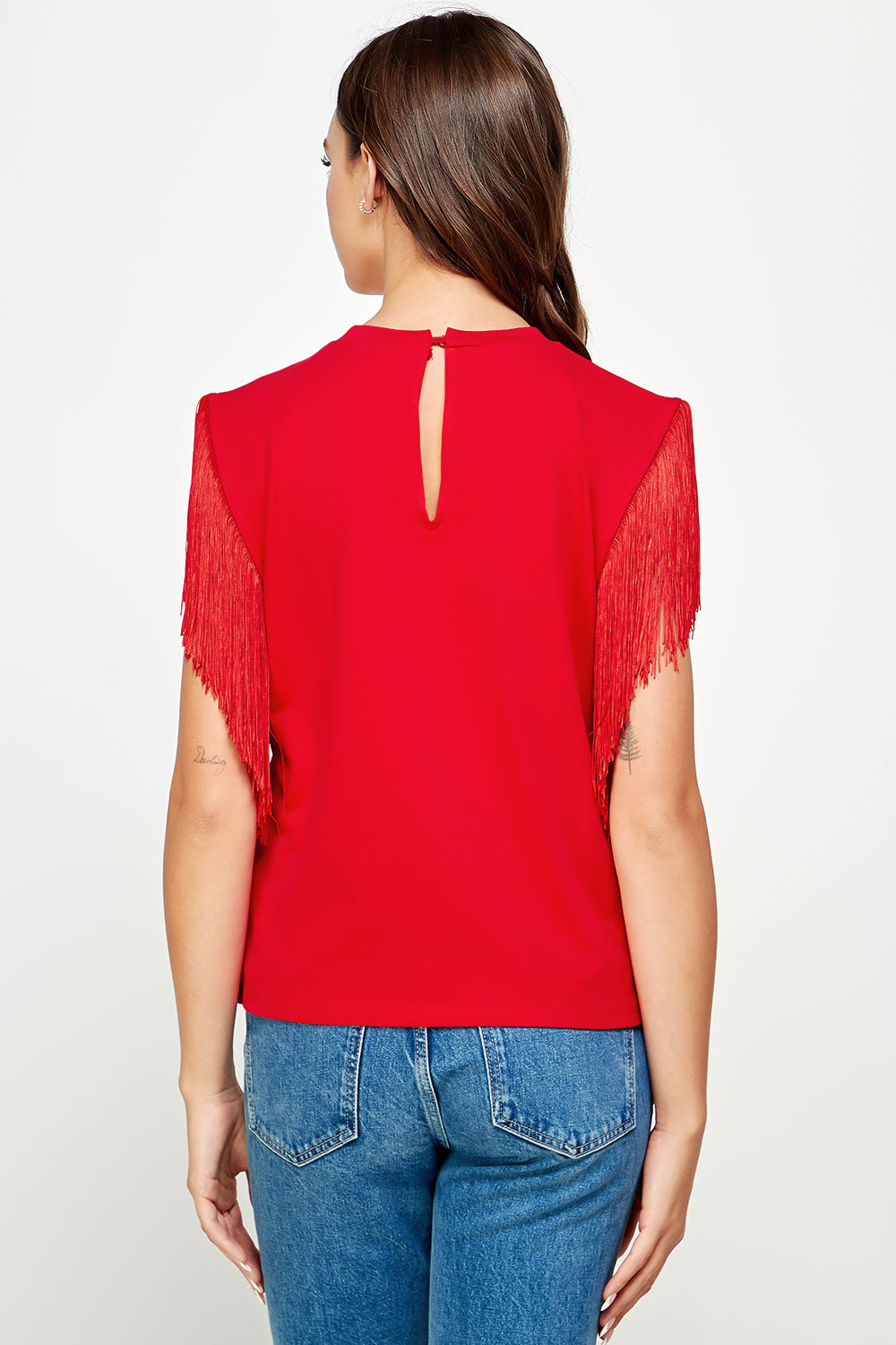 Red Fringe Detail Top