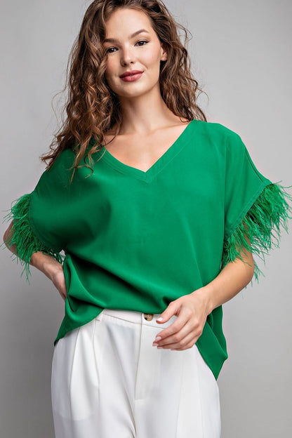 Green Feather Top