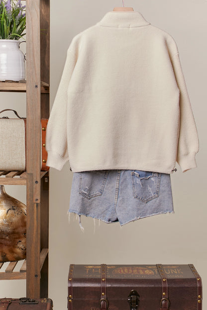 PRE ORDER High Neck Knit Zip Up Jacket