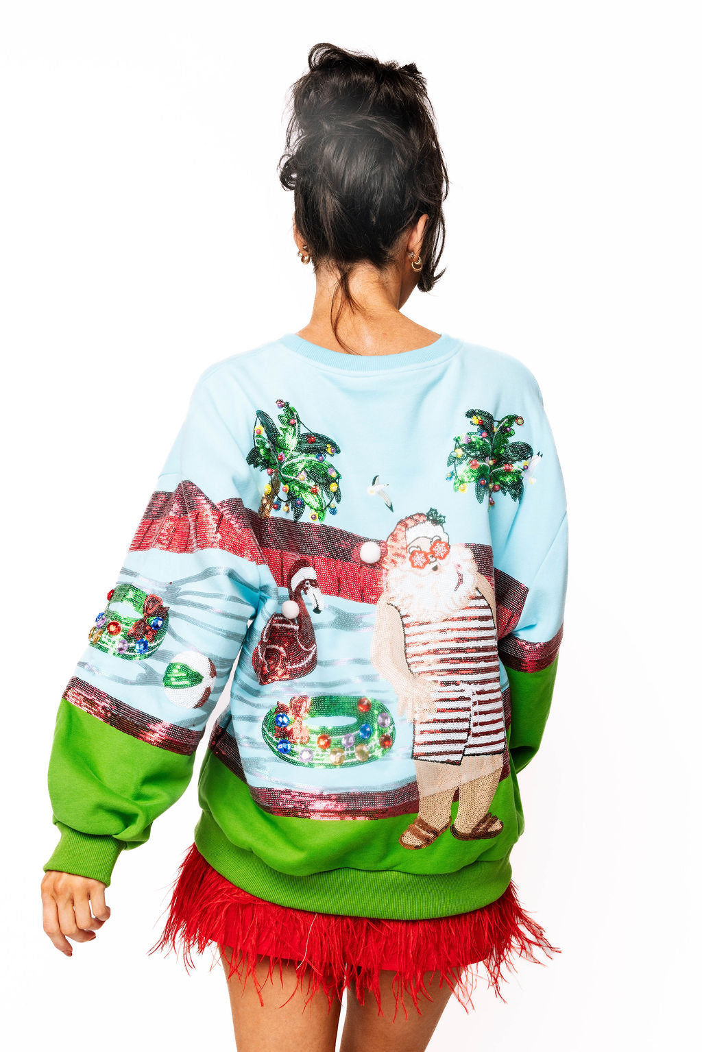 Queen of Sparkles Multi Santa At The Pool Sweatshirt