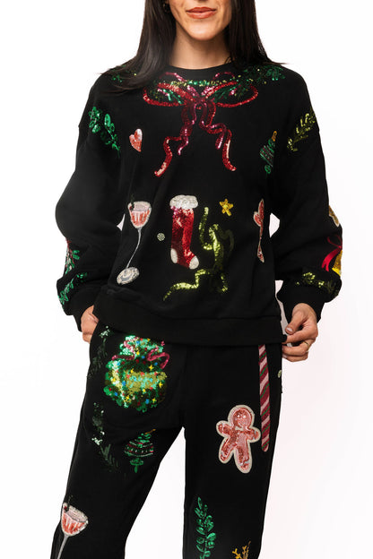 Queen of Sparkles Black Christmas Icon Sweatshirt
