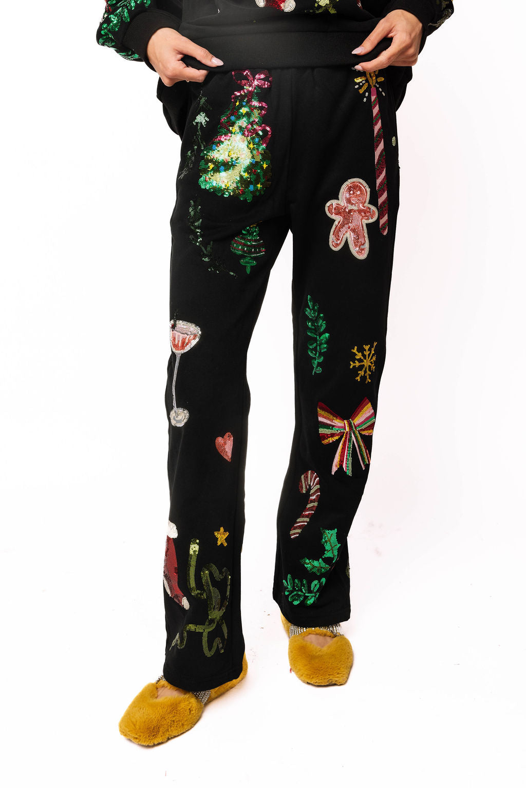 Queen of Sparkles Black Christmas Icon Sweat Pant