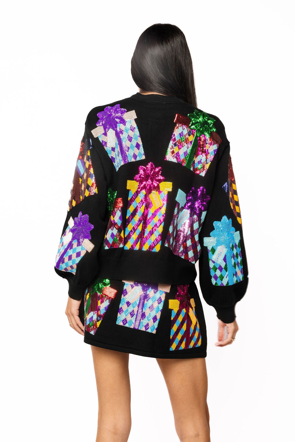 Queen of Sparkles Black Multi Present Button Up Cardigan
