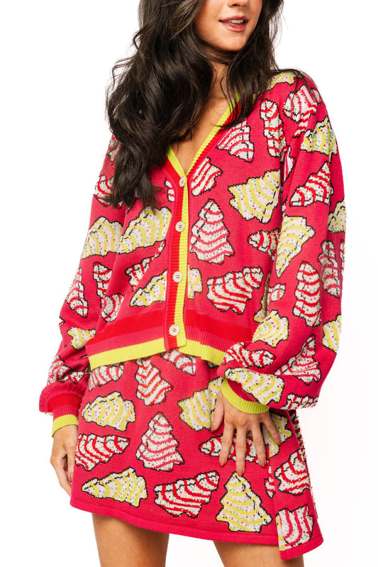 Queen of Sparkles Hot Pink Christmas Cookie Cardigan