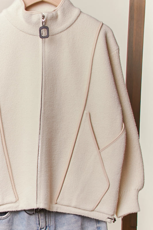PRE ORDER High Neck Knit Zip Up Jacket