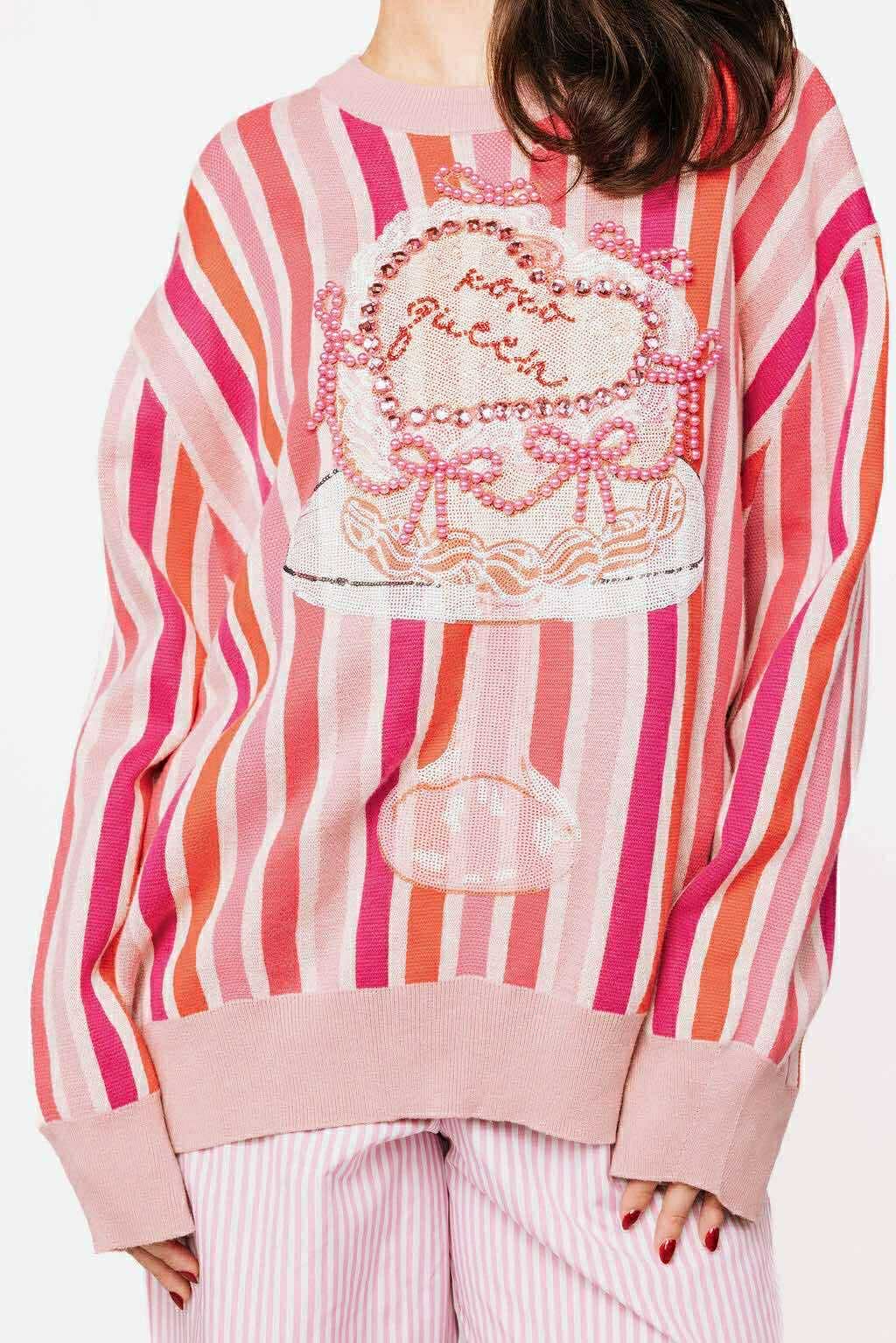 Queen of Sparkles Pink Striped XOXO Queen Sweater