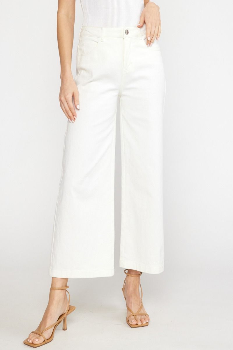 White High Waist Wide Leg Pants