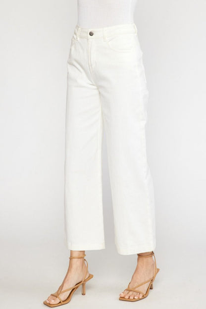 White High Waist Wide Leg Pants