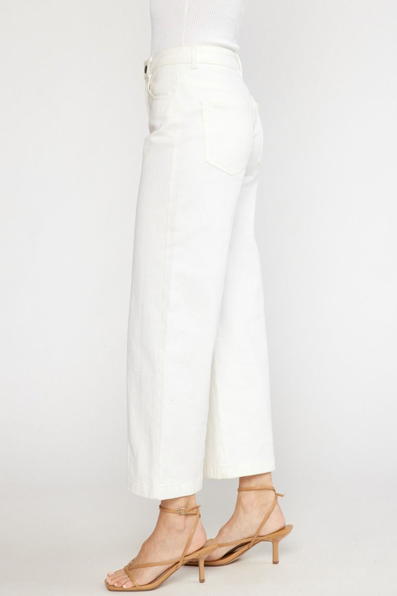 White High Waist Wide Leg Pants