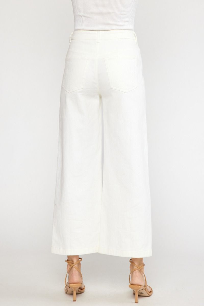 White High Waist Wide Leg Pants