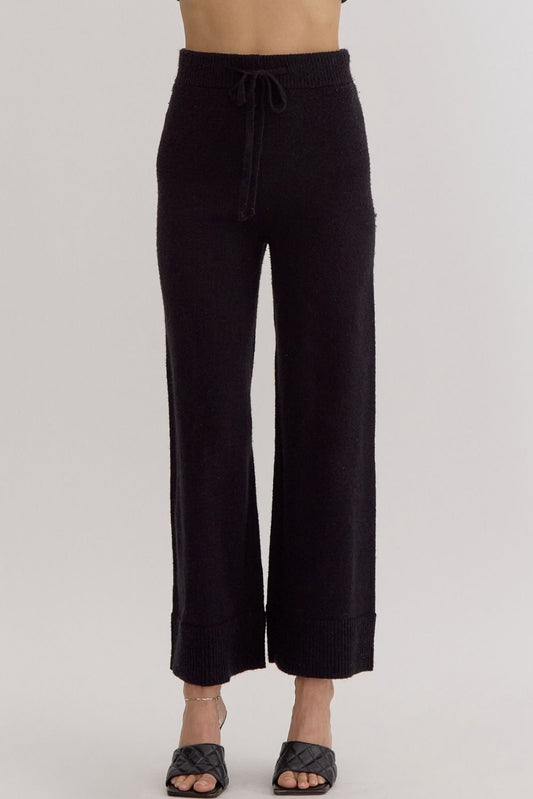 Black Knit Drawstring Pants