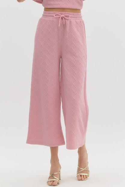 Pink Diamond Textured Pants