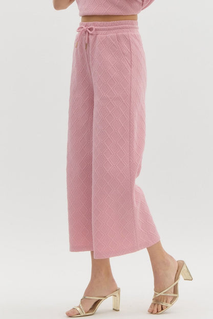 Pink Diamond Textured Pants