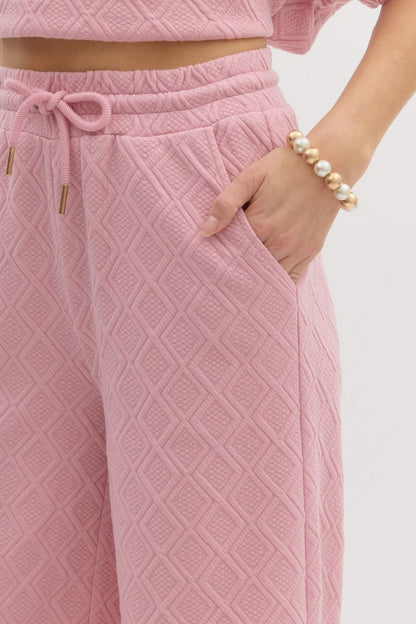 Pink Diamond Textured Pants