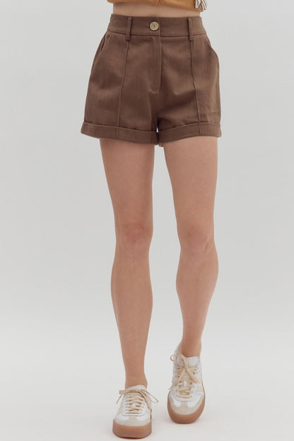 Mocha Colored Cuff Shorts